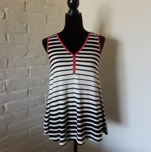 Black and White Stripe V neck Top emi and joe